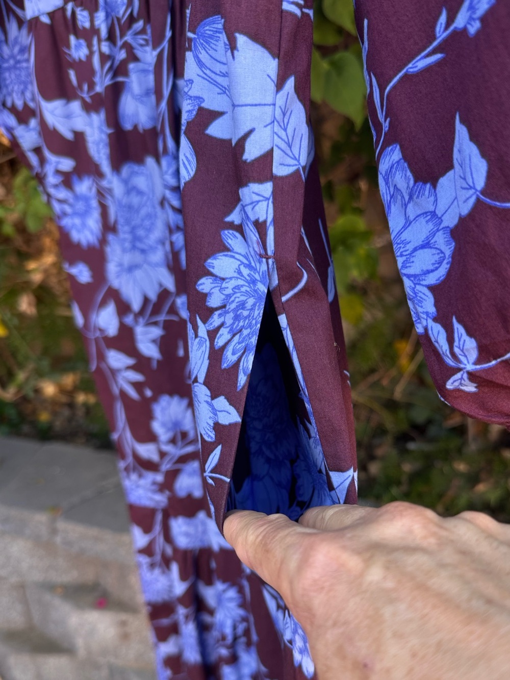 Anthropologie Maeve The Bettina Tiered Shirt Dress Maroon Blue Floral Sz XXS - Picture 8 of 14